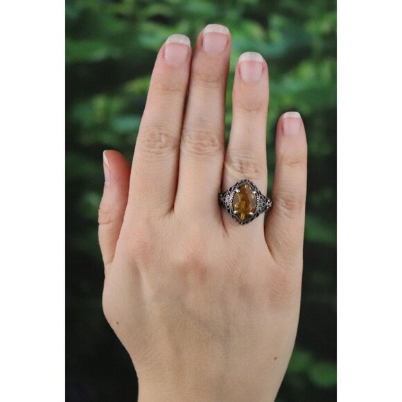 Sterling Silver Natural Citrine Ring Size 9 - Picture 2 of 8